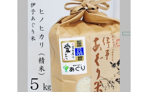 農薬・化学肥料ゼロ！安全・安心に美味しく食べられるお米です！町内産「伊予あぐり米（ヒノヒカリ精米）５㎏」