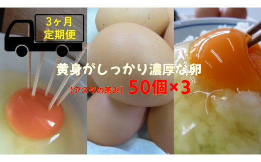 U-4 ◆3ヵ月定期便◆ 黄身がしっかり濃厚な卵【アスタの恵み】50個×3 252010 - 茨城県行方市