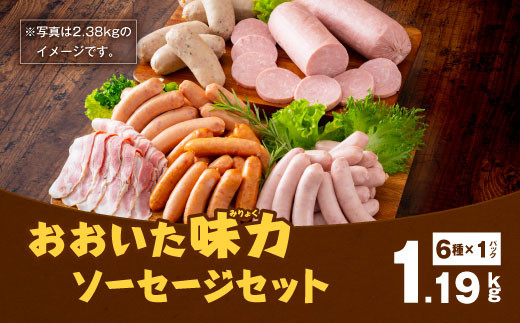 070-328 おおいた 味力 ソーセージ セット 1.19㎏ ベーコン|株式会社ゆふいん牧場