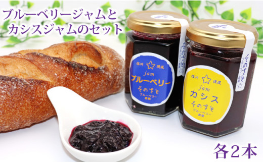 [№5657-2598]ブルーベリージャム・カシスジャム　各150g×2本　計4本《そのさとブルーベリー農園》
