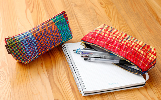 【思いやり型返礼品】手織り製品3点セット ポーチ コースター ペンケース