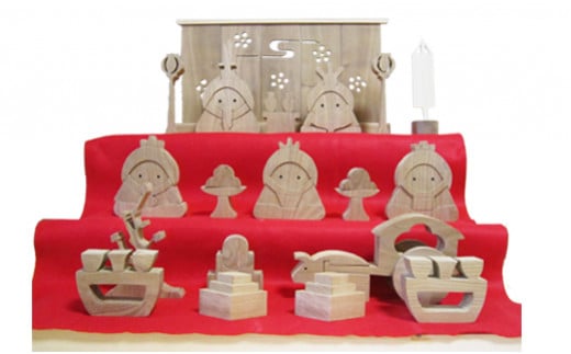 木製のひな人形 3段飾り 箱入 （エンジュの木） 特大 M322S01 728127 - 岐阜県美濃加茂市