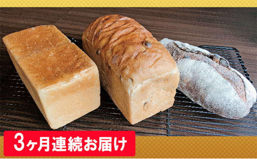 パン 定期便 3ヶ月 綾瀬ピースローズ 天然酵母 食パンとパン・ド・ヴァン セット お楽しみ 朝食 食パン トースト 3回 定期
