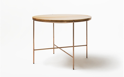 【FIL】ラウンドテーブル MASS Series 900 Round Table -Natural Wood & Copper Frame- 424499 - 熊本県南小国町