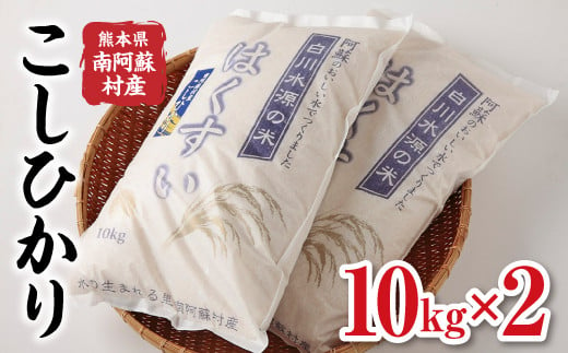 [B008-204101]南阿蘇村産『はくすい米こしひかり(白米)』10kg×2袋