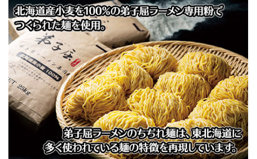 北海道産小麦を100％使った、弟子屈ラーメン専用粉でつくられた麺を使用。