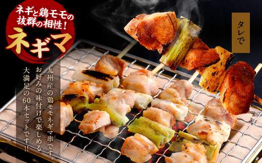 九州産 鶏モモ ネギマ 串 60本 合計1.8kg 焼き鳥 鶏肉 BBQ