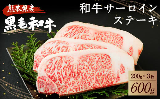 和牛 サーロイン ステーキ 600g（200g×3枚）黒毛和牛 牛肉 319519 - 熊本県宇城市