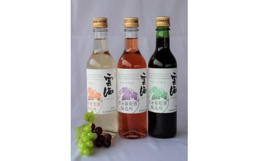雲海ワイン お試しミニボトル 3種類 白 ロゼ 赤 ワイン 少量 360ml(02-54)