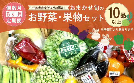【偶数月6ヶ月定期便】生産者直売所発！おまかせ旬のお野菜・果物セット！