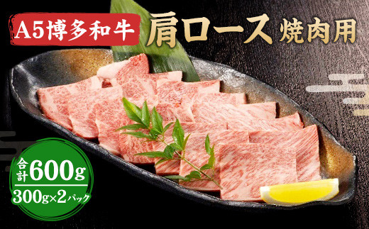 福岡県産 A5 博多 和牛 肩ロース 焼肉用 600g(300g×2パック)  冷凍 789649 - 福岡県岡垣町