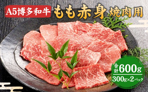 福岡県産 A5 博多 和牛 もも 赤身 焼肉用 600g(300g×2パック) 