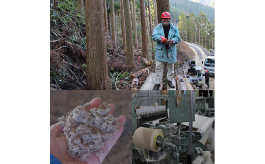 KINOFは、上勝町の杉の間伐材で出来た「木糸」で商品をつくることで、豊かな森と美しい水を、次の世代に伝えたいと考えています。