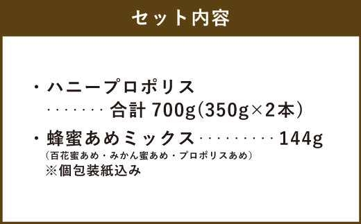 ハニープロポリス 350g ×2本 蜂蜜あめ 144g 1袋 セット 