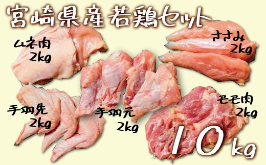 宮崎県産若鶏まるごと5種10kgセット【D34】