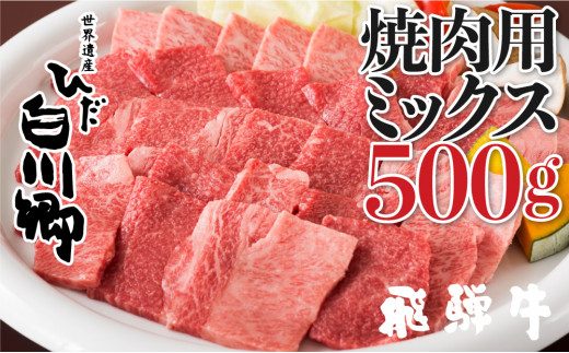 飛騨牛ごちゃまぜミックス 焼肉用 500g もも肉 ロース 肩ロース 部位色々 S092 岐阜県白川村 ふるさと納税 ふるさとチョイス