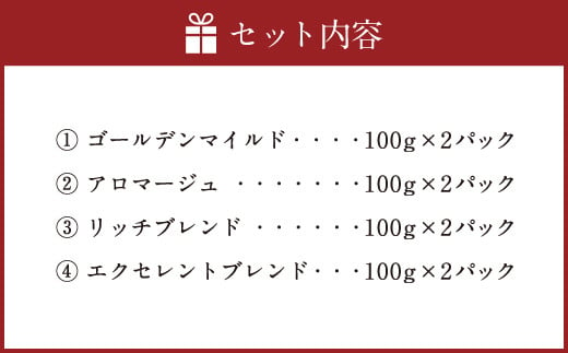 コーヒーマイスター監修 新鮮珈琲 粉 タイプ 4種 8パック セット