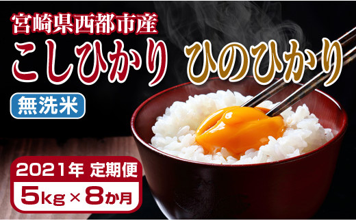 8ケ月定期便 宮崎県産ヒノヒカリ コシヒカリ無洗米 5kg 8回 6 10 宮崎県西都市 ふるさと納税 ふるさとチョイス