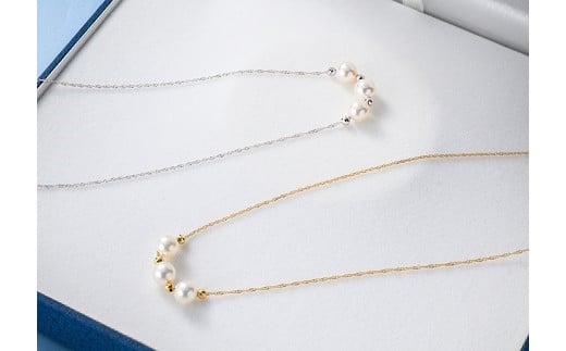 3piecesパールペンダント  ホワイト イエロー ゴールド  選択可 6.5-7.0mm 井上真珠店 アクセサリー  ネックレス アコヤ真珠 ファッション 特産品 国産 愛媛 宇和島【宇和島産あこや真珠】A080-004004~05