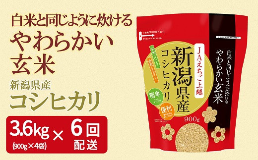 やわらかい玄米 新潟県産コシヒカリ 900g 4袋 定期便6回 安心安全なヤマトライス H074 124 愛知県碧南市 ふるさとチョイス ふるさと納税サイト