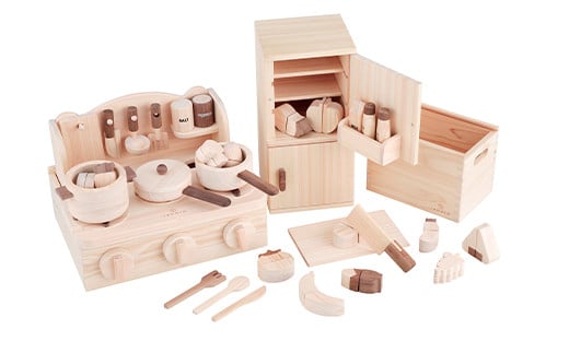 水俣市産ヒノキ IKONIH おままごと3点セット 木製 おもちゃ 知育玩具 250657 - 熊本県水俣市