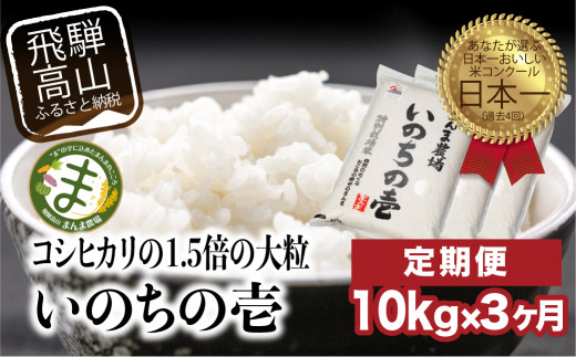 米 定期便 3ヶ月 先行予約 飛騨いのちの壱 10kg 特別栽培米 岐阜県産 令和3年 金賞 まんま農場 E526 岐阜県高山市 ふるさと納税 ふるさとチョイス