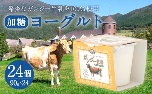 希少なガンジー牛の生乳100% ヨーグルト(加糖) 90g×24個セット 305065 - 大分県竹田市