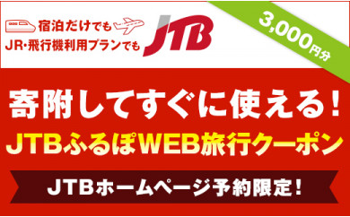 【加賀市】JTBふるぽWEB旅行クーポン（3,000円分）