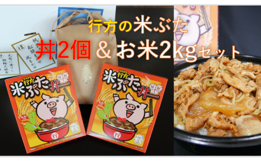 CU-11 行方産コシヒカリ2kg＆米ぶた丼2個入りセット 1051560 - 茨城県行方市