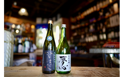 左)ほまれ酒造　純米吟醸　からはし(山田錦)、　右)夢心酒造　奈良萬　純米吟醸
