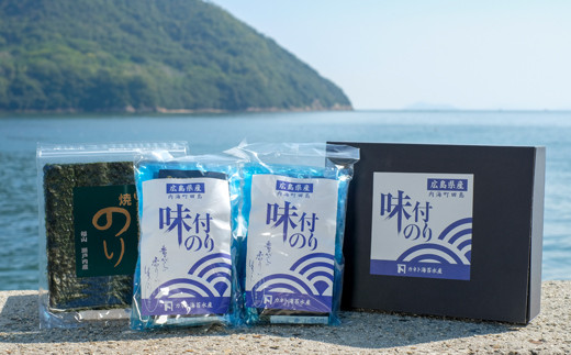 味付のりと大判焼きのりを箱入りでお届けします