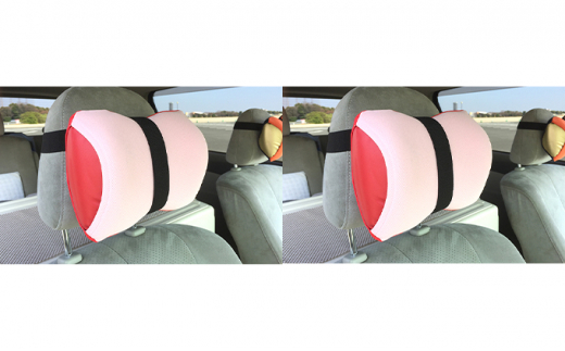 車・旅行用負担軽減枕 首をやさしく包み込む 浜松産ネックピロー「ネックラック」2個セット（ピンク×レッド）×2個 [№5786-8477]3553