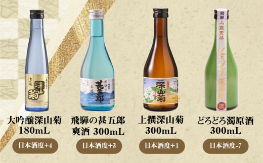 飛騨高山地酒 4本セット 舩坂酒造 お試し 飲み比べ 日本酒 にごり酒