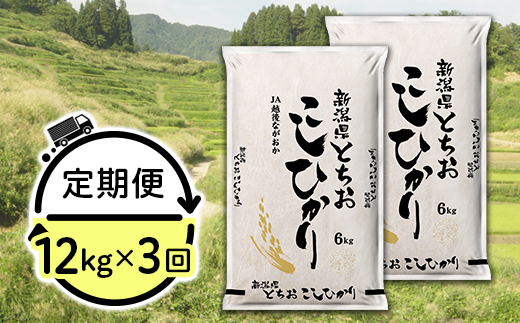 【3ヶ月連続お届け】新潟県長岡産コシヒカリ(栃尾地域)12kg