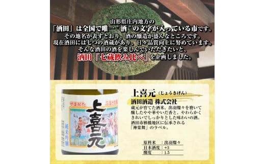 Sa0741 酒田の地酒 七蔵飲み比べセット 山形県酒田市 ふるさと納税 ふるさとチョイス