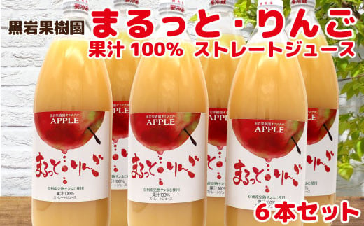 [№5657-3192]まるっと・りんごジュース果汁100％　6本セット《黒岩果樹園》