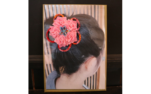 つまみ細工の髪飾り(ピン)花直径10×高さ2cm W-ww-043A