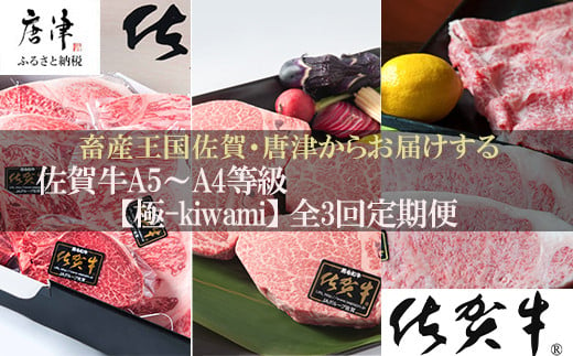 「定期便全3回」 佐賀牛 極-kiwami- 寄附翌月から発送 ステーキ各種(2.35kg) ももスライス(400g) A5～A4等級 ギフト 贈り物 「2022年 令和4年」