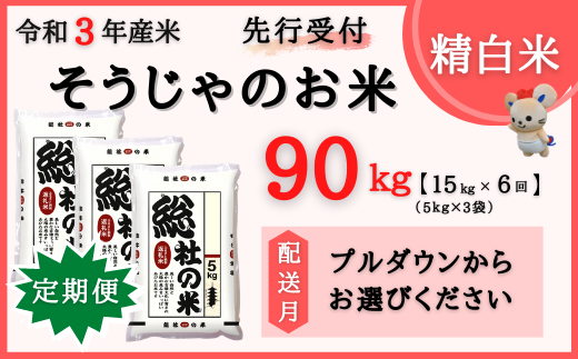 令和3年産そうじゃのお米 精白米 定期便 90kg 15kg 6回 岡山県総社市 ふるさと納税 ふるさとチョイス