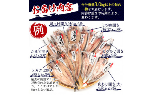 No 406 大きめ干物詰合せ 計3kg以上 あじ とろさば開き ほっけ開きなどの新鮮で鮮度抜群なひものをお届け 大満足の大きめ干物 みのだ食品 鹿児島県日置市 ふるさと納税 ふるさとチョイス