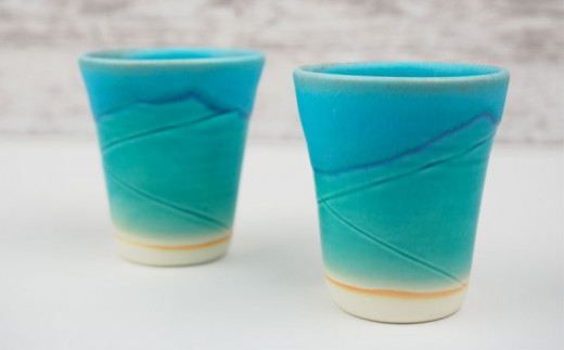 うるま陶器　琉球焼　青の器　フリーカップ（ペア）