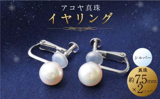 アコヤ真珠 イヤリング SV シルバー 7.5㎜ 冠婚葬祭 贈答 お祝い 入学祝い 卒業祝い 結婚式【100pt】(お礼の品をもらう) 672464 - 長崎県大村市