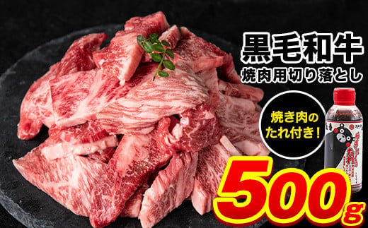 黒毛和牛 焼肉用切り落とし カルビ ロース 500g 2月下旬 3月末頃より順次出荷 くまモンパッケージ焼き肉のタレつき 牛肉 焼肉 熊本県荒尾市 ふるさと納税 ふるさとチョイス