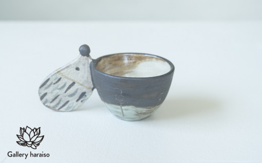 作家物 壺屋焼 陶芸家 小橋川仁王 赤絵 盃 酒器 猪口 やちむん 沖縄