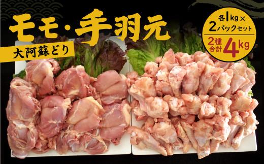 熊本県産 大阿蘇どり モモ 手羽元 4kg セット 鶏肉 モモ肉
