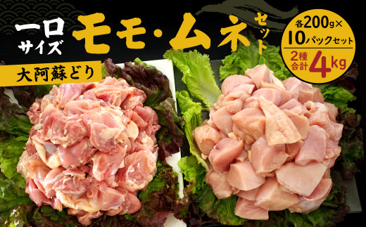 熊本県産 大阿蘇どり 一口サイズ モモ ムネ セット モモ肉 ムネ肉