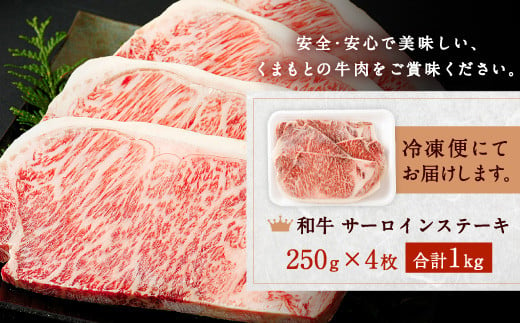 黒毛和牛 サーロイン ステーキ 1kg 250g×4 牛肉 熊本