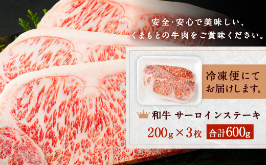 黒毛和牛 サーロイン ステーキ 600g 200g×3 牛肉 熊本
