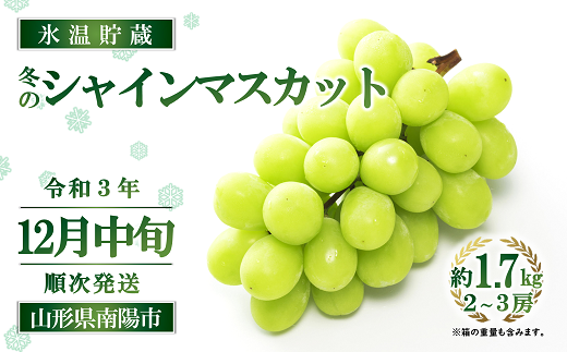 1 令和３年12月中旬 発送 冬のシャインマスカット ２房 ３房 秀品 山形県南陽市 ふるさと納税 ふるさとチョイス