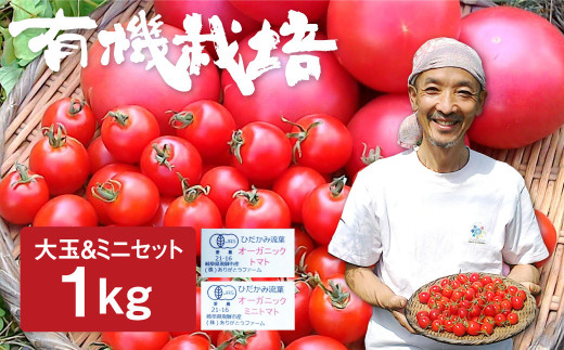 【先行予約】《数量限定》ひだかみ流葉　コクと旨味 有機大玉トマト ミニトマトのセット　有機JAS認定 合計1kg syun8